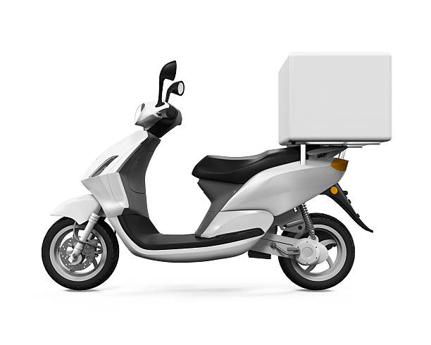 motorcycle caja de entrega - ciclomotor vehículo de motor fotos fotografías e imágenes de stock