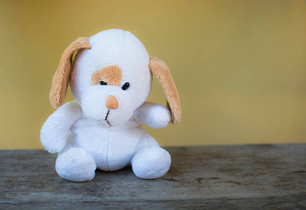 istock White dog doll/toy sitting 502775686