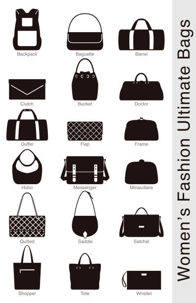 damska moda ultimate torby, wektor - gym bag stock illustrations