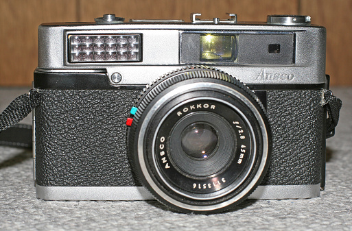 Victoria, Canada - May 18, 2010: A working vintage 1962 Ansco Anscoset rangefinder film camera in excellent condition. 