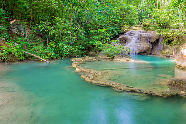 istock Waterfall in Deep forest at Erawan National Park 502777624