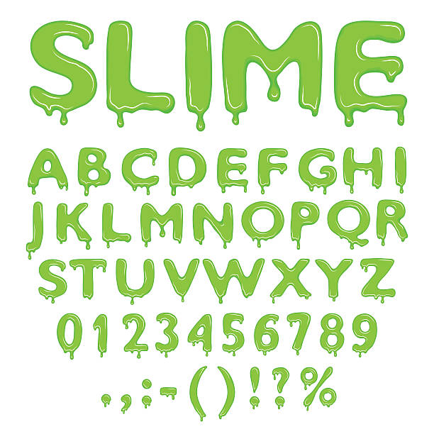 slime alphabet zahlen und symbole - glitschig stock-grafiken, -clipart, -cartoons und -symbole