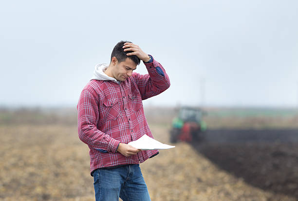 Worried man on the field