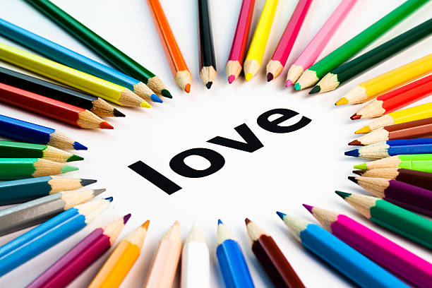 istock many colored pencils arranged in circle on the word love 502783304
