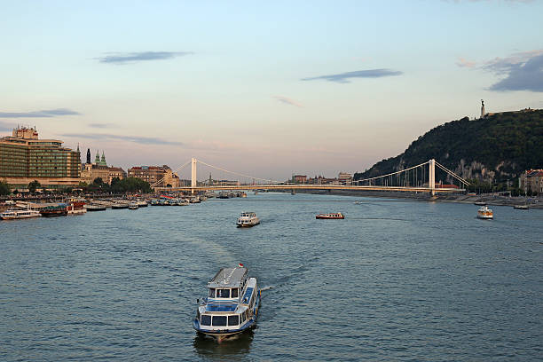 twilight over Danube river Budapest twilight over Danube river Budapest gellert stock pictures, royalty-free photos & images