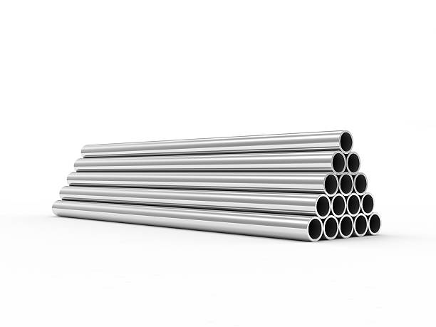 istock Stack of Steel Metal Tubes isolated on white background 502784853