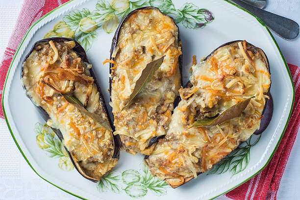 istock Meat and seafood stuffed eggplant 502784955