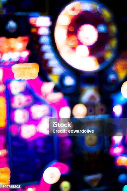 One Arm Bandit Slot Machine In Casino Stock Photo - Download Image Now - Slot Machine, Amusement Arcade, Defocused