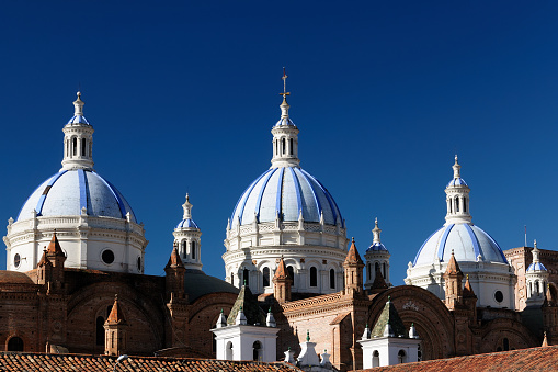 Cuenca  is a beautifllly colonial city, packed with historical monuments and architectural treasures. Cityscape - old town - Domed Cathedral