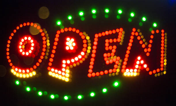 istock Neon shop open store sign 502786528