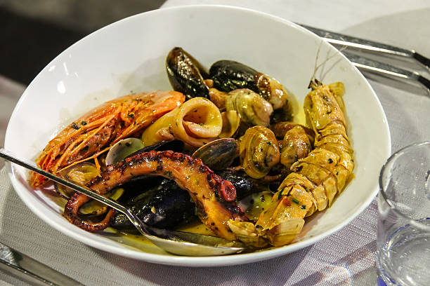 istock Plate with seafood in traditional Italian restaurant 502786564