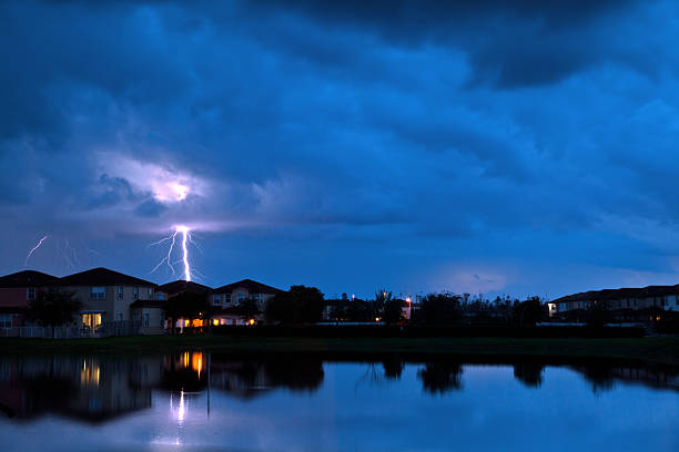 Lightning Strikes home stock photo