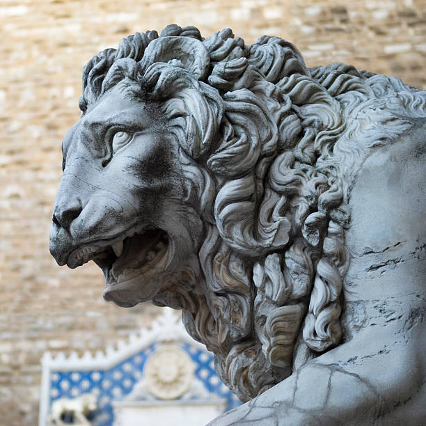 istock Marble statue of lion, Florence 502786800