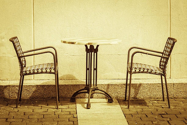 istock Two chairs and a table outside the restaurant. 502787059