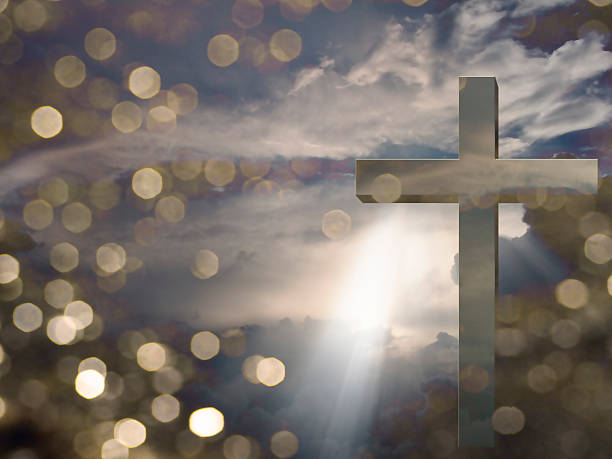 light of christ - religious symbol cross shape cross abstract стоковые фото и изображения