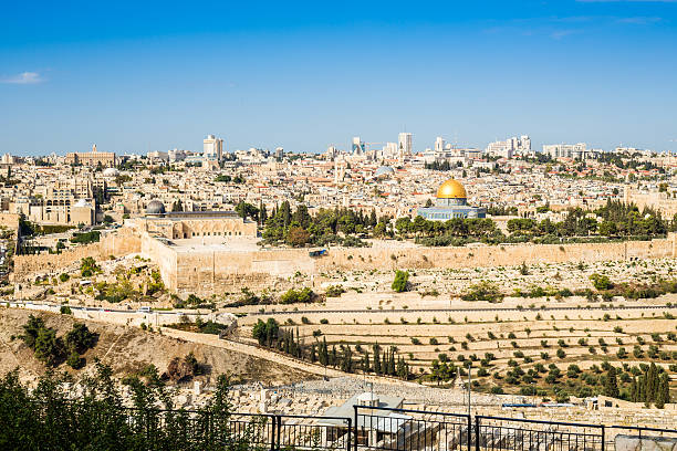 panorama starego miasta w temple mount w jerozolimie - chriastian zdjęcia i obrazy z banku zdjęć