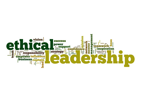 Ethical leadership word cloud image with hi-res rendered artwork that could be used for any graphic design.