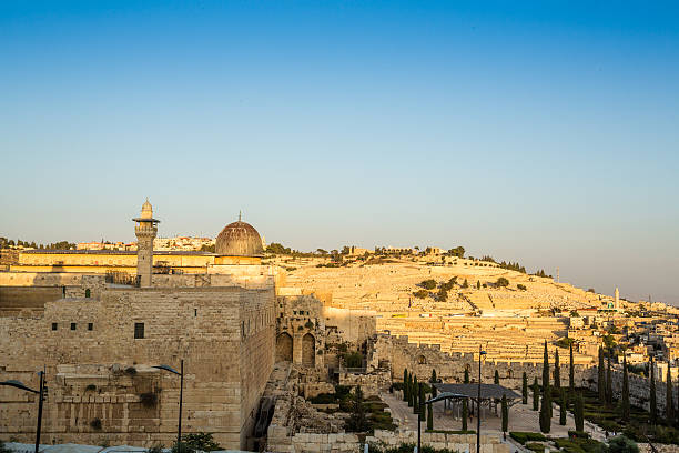 panorama starego miasta w temple mount w jerozolimie, izrael. - chriastian zdjęcia i obrazy z banku zdjęć