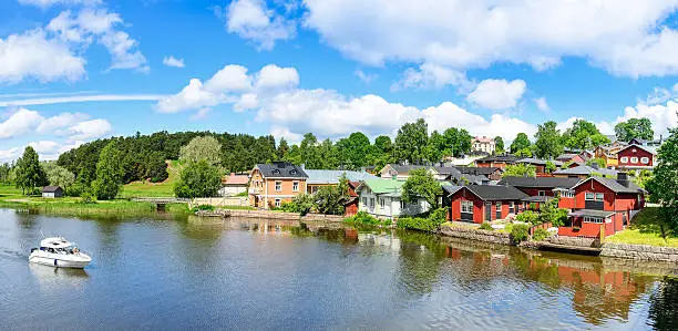 Panoramic view of Porvoo in summer time, Finland
