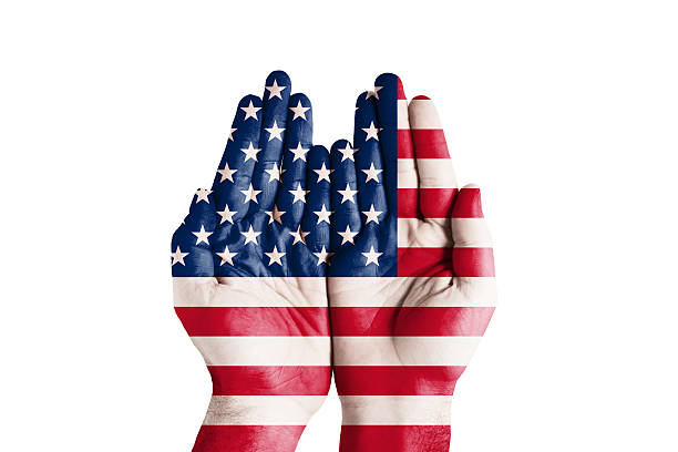 istock Human Handful United States flag painted 502790785