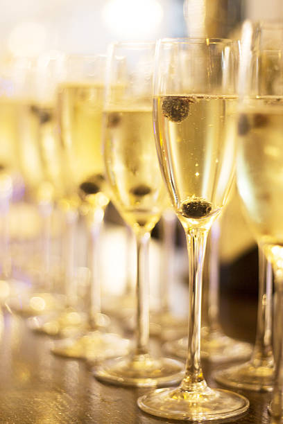 istock Champagne white wine glasses in wedding party 502790892