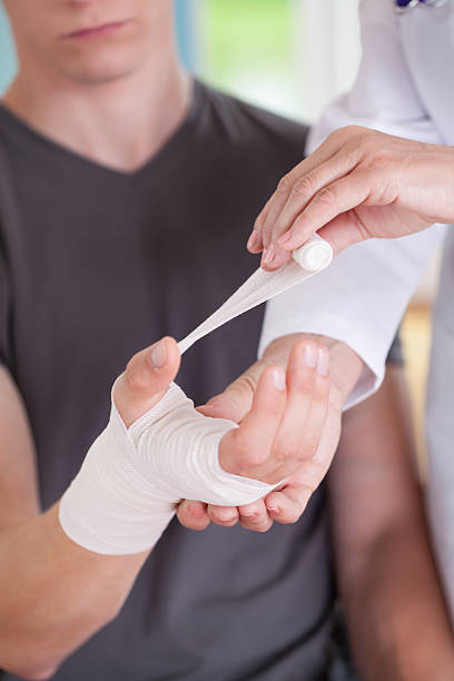 istock Female physician parcels man's wrist 502791647