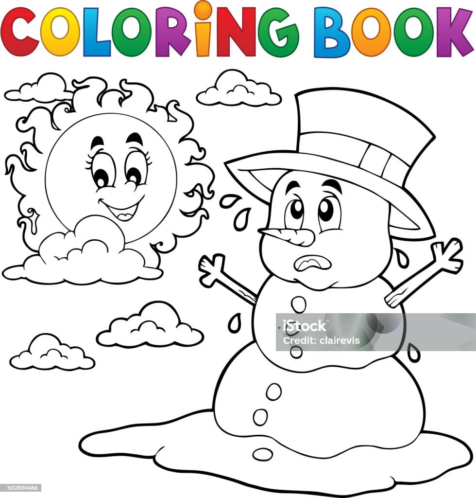 Coloring Book Melting Snowman 1 Stock Illustration - Download Image Now
