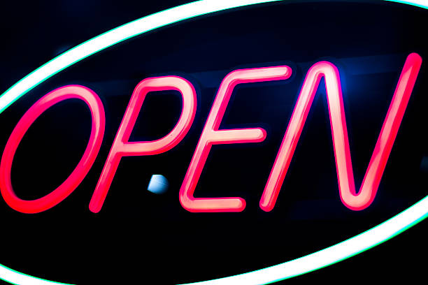 istock Neon shop open store sign 502804606