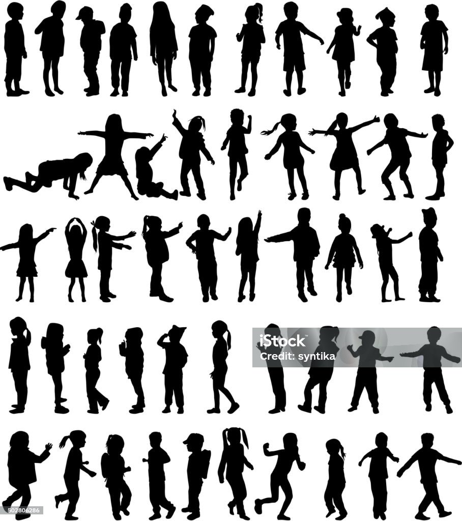 Children silhouettes Children silhouettes. In Silhouette stock vector