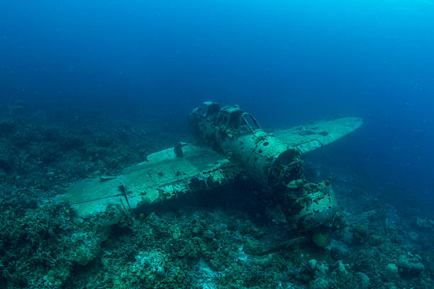 Jake - Aichi E13A1-1 Navy Floatplane. Beautiful scenario of a II WW Japanese seaplane sunken in Palau - Micronesia. The Jake, name given by the allies, could be found in many lagoons where the land mass did not support an airfield, but they also operated from cruisers and battleships. The Jake is located Northwest of Palau Pacific Resort, 500 yards west of Meyuns sea ramp.