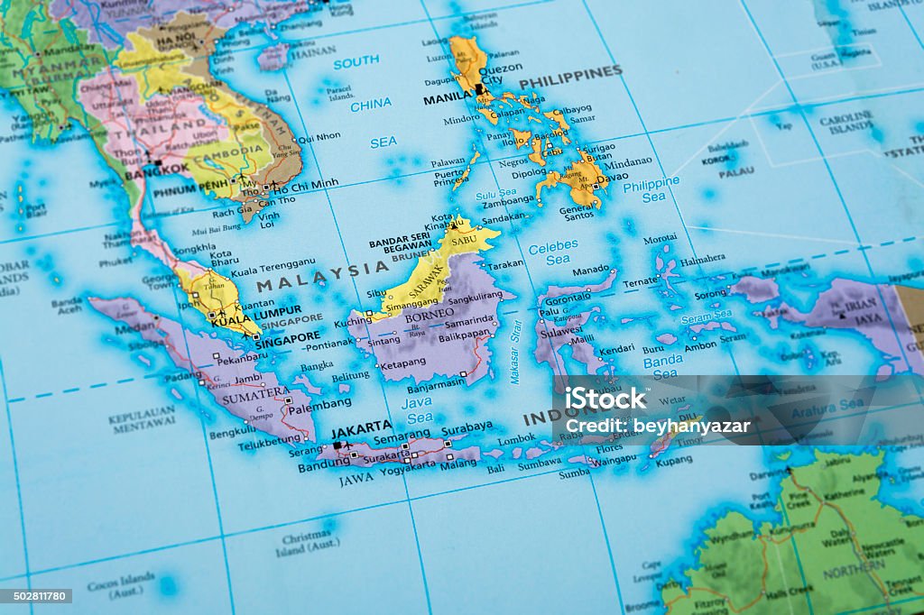MALAYSIA, INDONESIA and PHILIPPINES Map of Malaysia, indonesia and Philippines. Map Stock Photo
