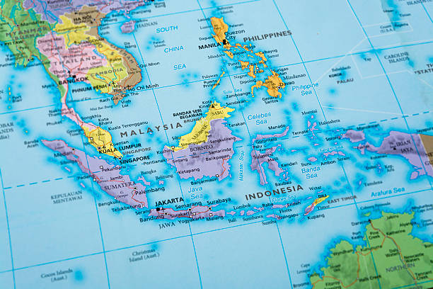 MALAYSIA, INDONESIA and PHILIPPINES Map of Malaysia, indonesia and Philippines. central java province stock pictures, royalty-free photos & images
