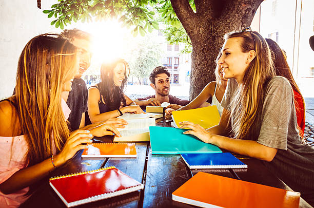 Group of friends learning together