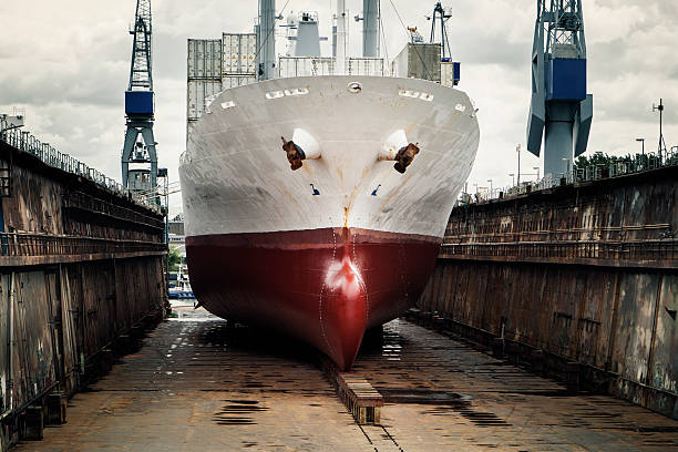 istock Commercial dock, wharf, ship and gantry crane 502814983