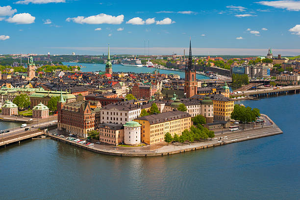 Classical view on the old town of Stocholm in a sunny summer day