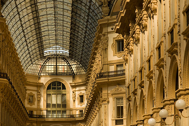Interior of the Galleria Vittorio Emanuele in Milan, Italy. 