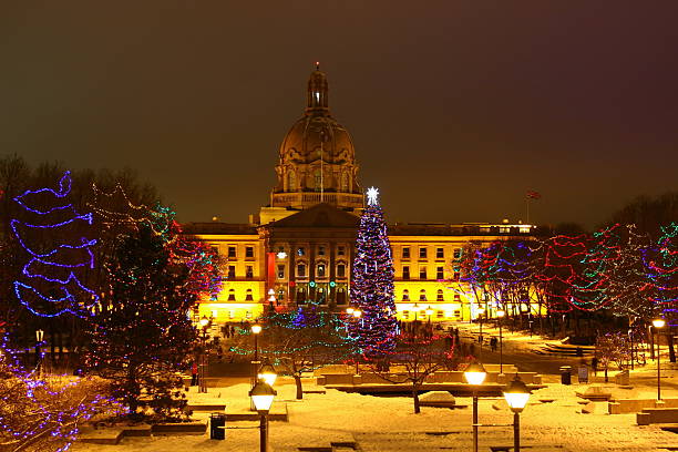 Christmas at Alberta Legislature stock photo