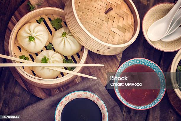 Dim Sum Dumplings Stock Photo - Download Image Now - Appetizer, Asian Culture, Bamboo - Material
