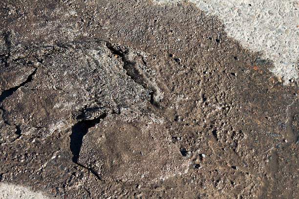 istock Black ice melting on a road 502818906