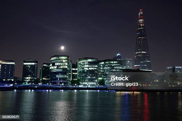 London At Night With The Shard Peaking Above The Thames Stock Photo - Download Image Now