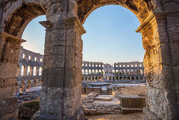 istock Architectural Details of Pula Coliseum, Croatia 502821356