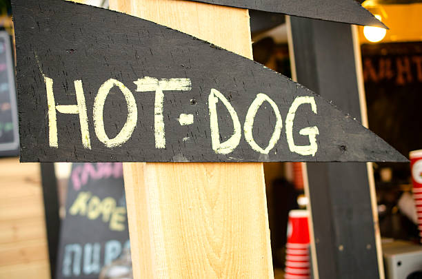 istock Sign hot dog in street. 502837232