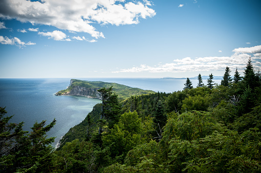 Forillon National Park as seen from the viewpoint atop Mount-St-Alban, Gaspe Peninsula, Quebec, Canada