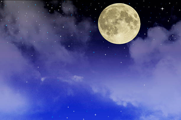 istock Beautiful starry sky with fool moon and clouds 502838636