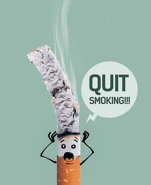 istock Burning cigarette and funny character 502839244