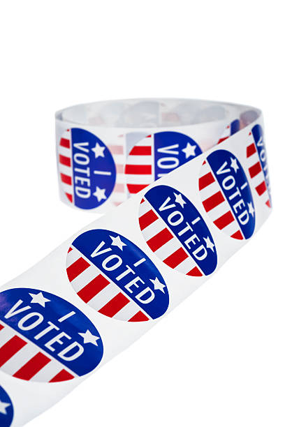 istock I VOTED stickers on a white background 502842224