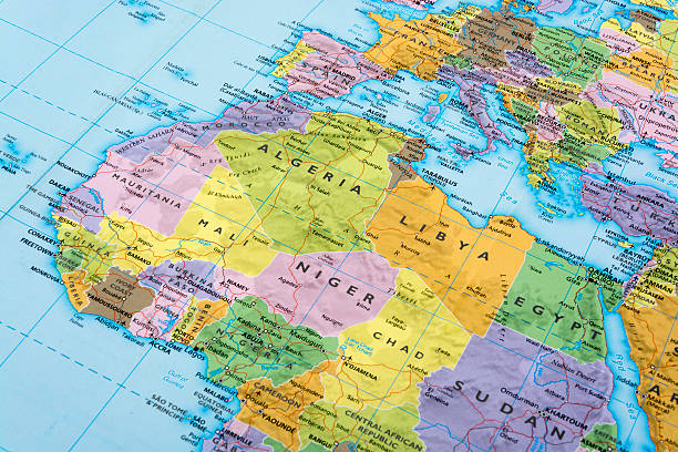 Africa and Europe Map of Africa and Europe. chad central africa stock pictures, royalty-free photos & images