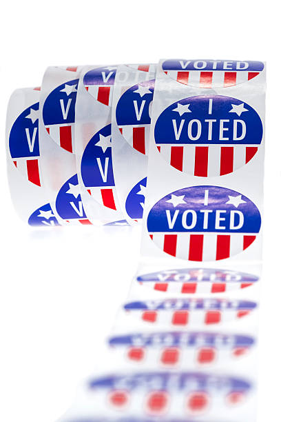 istock I VOTED stickers on a white background 502842630