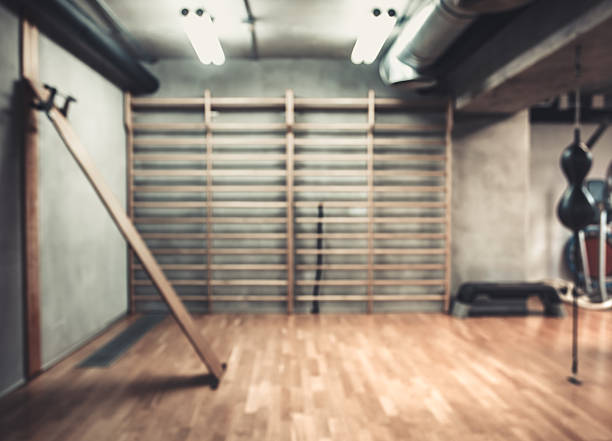 wooden espalier in the gym without people