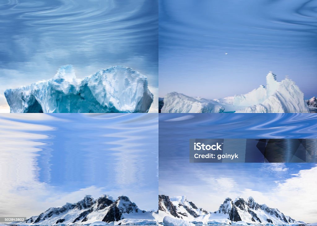 polar landscapes reflected in water Four natural polar landscapes reflected in water 2015 Stock Photo